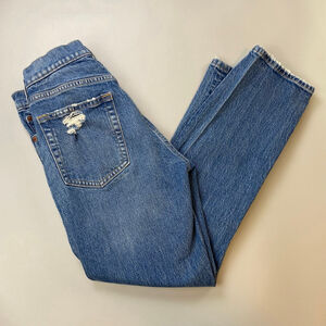 Women's GAP Jeans Blue Distressed Cheeky Straight High Rise Size 28 6R Casual